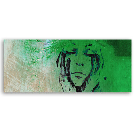 Tableau sur toile Visage de femme vert abstrait 90x30