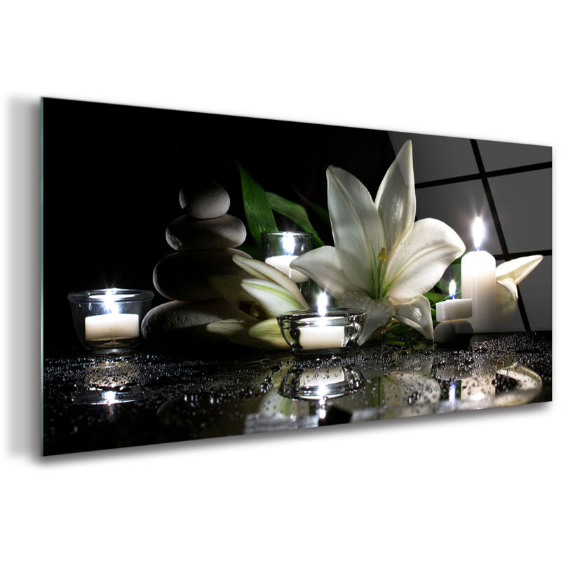 Tableau sur verre – 100 x 50 cm - Tableau mural décoratif - Verre Décorative - Fleur de Lys