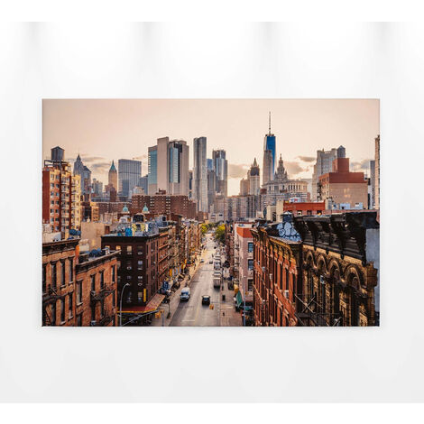 Tableau tendance paysage américain | Tableau sur toile contemporain idéal pour salon | Tableau décoratif rues de New York  - 0,9 x 0,6 m