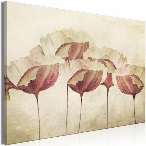 Tableau toile de décoration murale impression premium en 1 partie sur châssis en bois motif Fleurs en beige 30x20 cm 110015935
