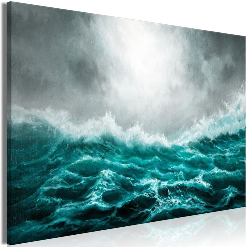 Tableau toile de décoration murale impression premium en 1 partie sur châssis en bois motif Océan agité 30x20 cm 110018313