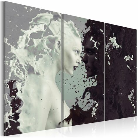 Tableau toile de décoration- Noir et blanc - triptych 90x60cm - noir