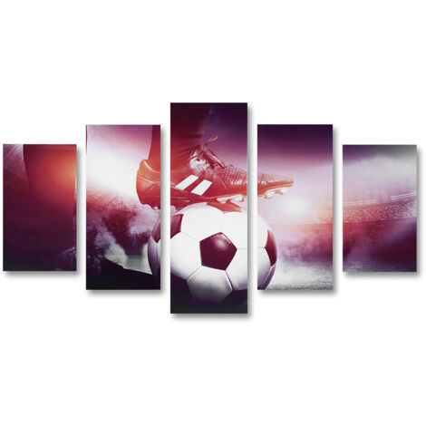Tableau Toile Football 5 Panels - Décoration Murale Moderne pour Salon Bureau Chambre