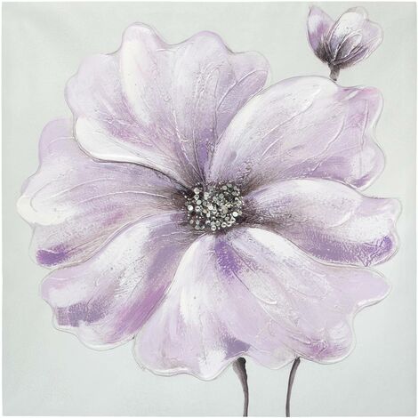 Tableau Toile murale Peinture en relief Fleurs 48 x 48 cm - Atmosphera