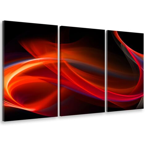 Tableau triptyque abstrait rouge transcendant - 90x60 cm