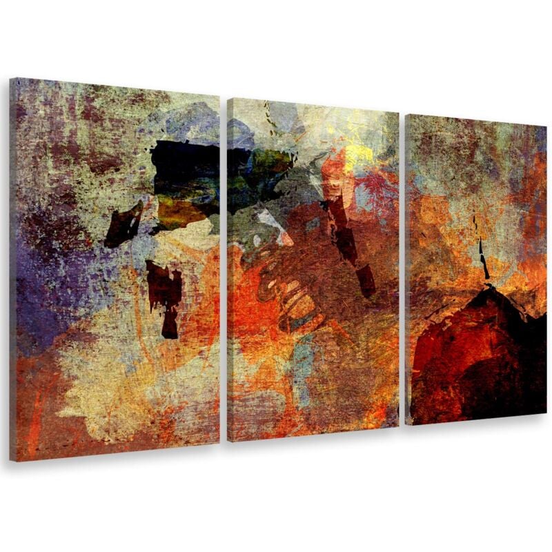 Hxadeco - Tableau triptyque abstrait tempête solaire - 90x60 cm
