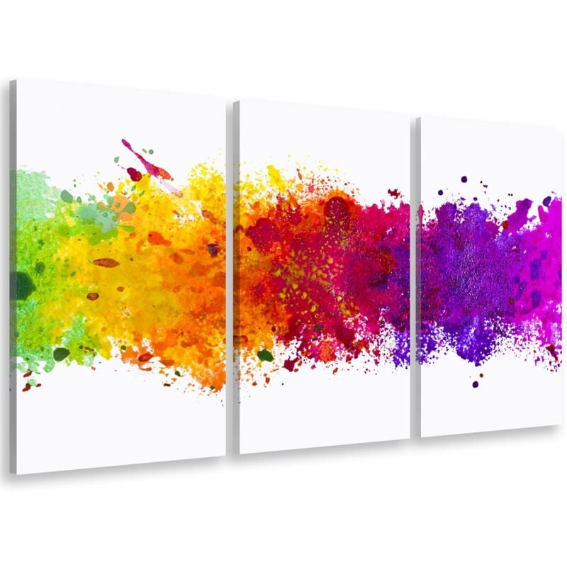 Hxadeco - Tableau triptyque abstrait watercolor splash - 90x60 cm