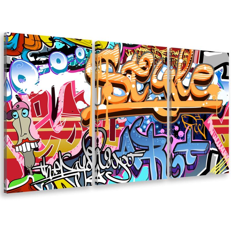 Hxadeco - Tableau triptyque deco graffiti style - 90x60 cm