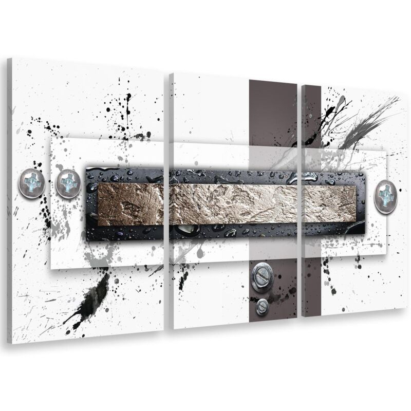 Hxadeco - Tableau triptyque moderne et graphisme vis et boulons - 90x60 cm