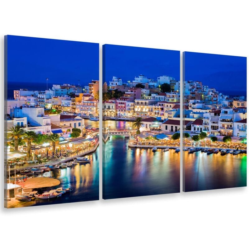 Hxadeco - Tableau triptyque Tableau photo agios nikolaos crète - 90x60 cm