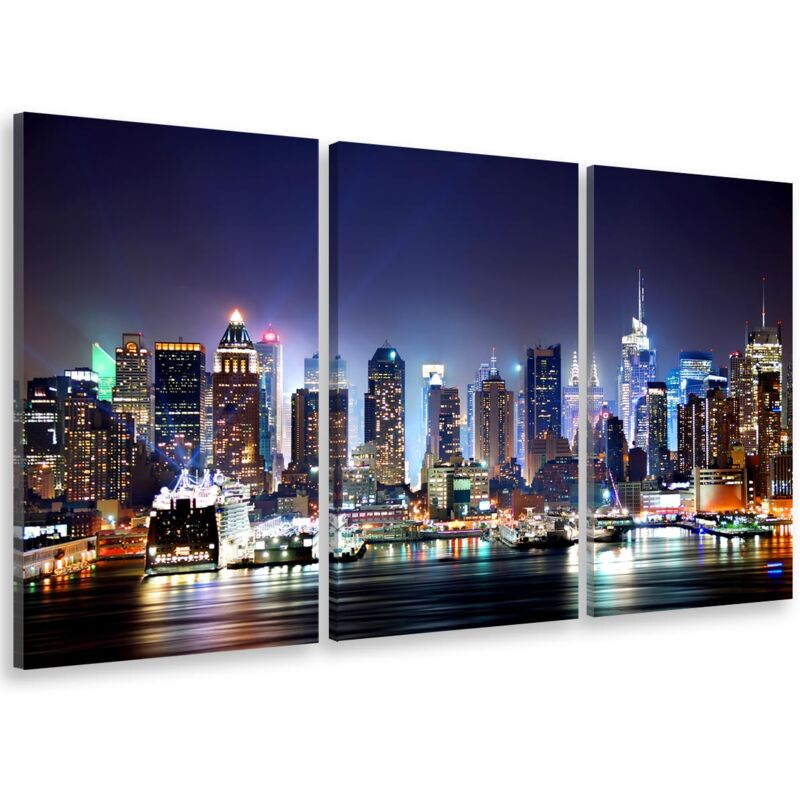 Hxadeco - Tableau triptyque Tableau photo sky line lower manhattan - 90x60 cm