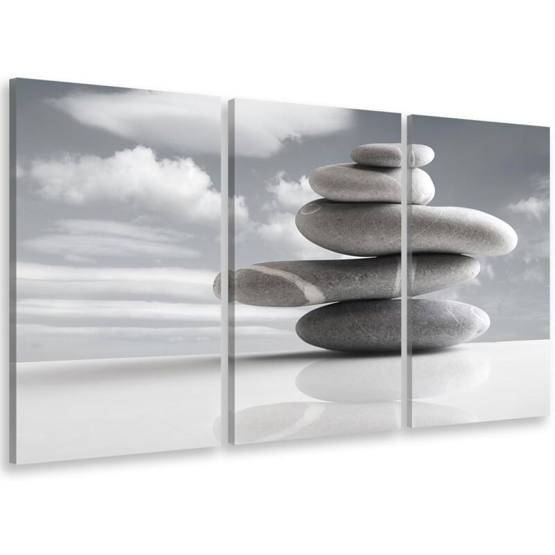 Tableau triptyque Tableau photo zen pierres de tahiti - 90x60 cm