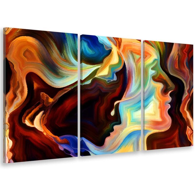 Hxadeco - Tableau tryptique, Tableau les visages, 90x60cm