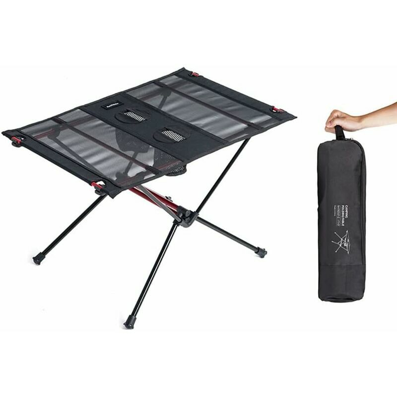 Riceel - Tableau Ultra-léger Extérieur de Pique-Nique, Table se Pliante de Camping D'alliage D'aluminium Noir 59x40cm -