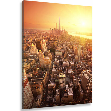 Tableau urbain new york coucher de soleil sur manhattan - 50x80 cm