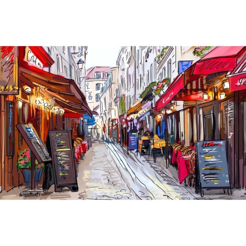 Hxadeco - Tableau vie de scène parisienne à montmartre - 80x50 cm