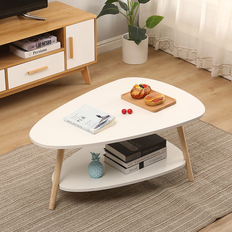 Skecten - Table basse ovale scandinave - Blanc laqué mat - L 90 x l 60 cm