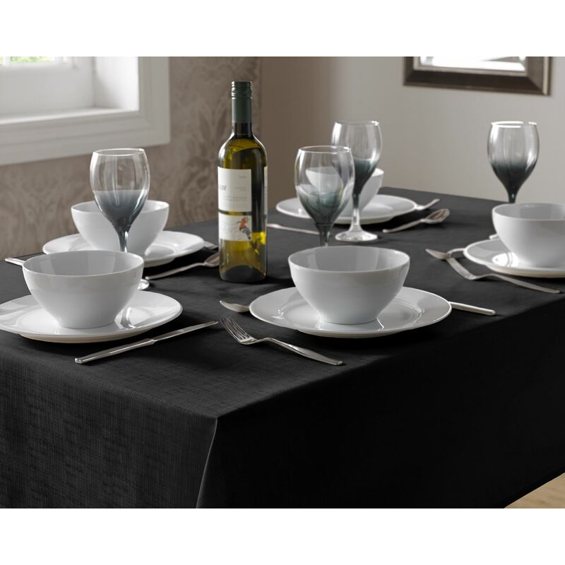 Tablecloth Black Linen Dining Table Cover Round Circular 180cm
