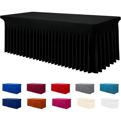 Tablecloth Élastique - 72x30x30 Pouces - Pour Table Rectangulaire 6 Pieds - Imperméable Lavable - Noir