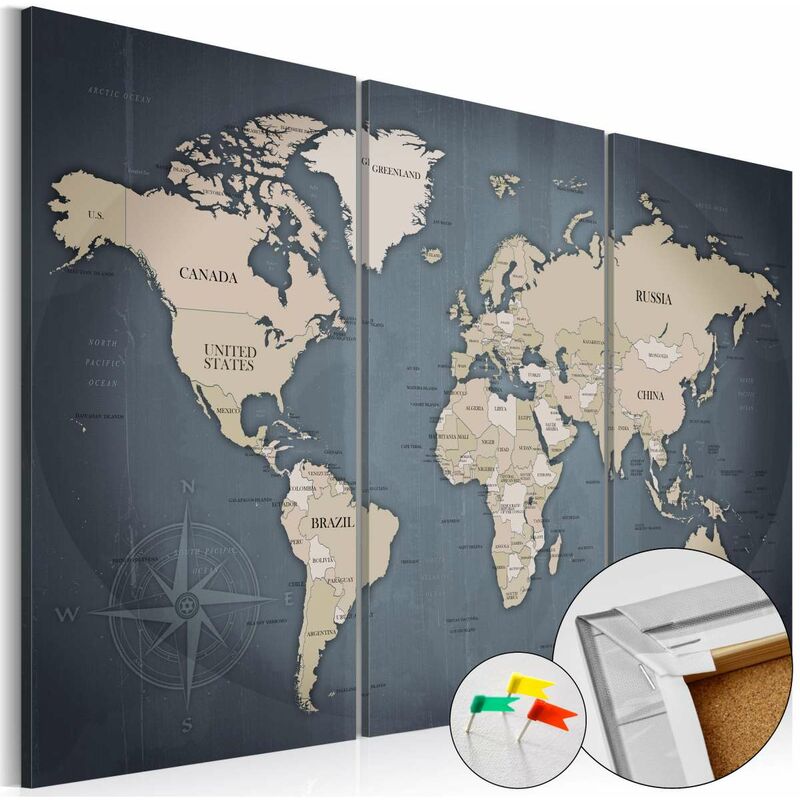 

Tablero de corcho - Anthracitic World [Cork Map] Medidas 90X60