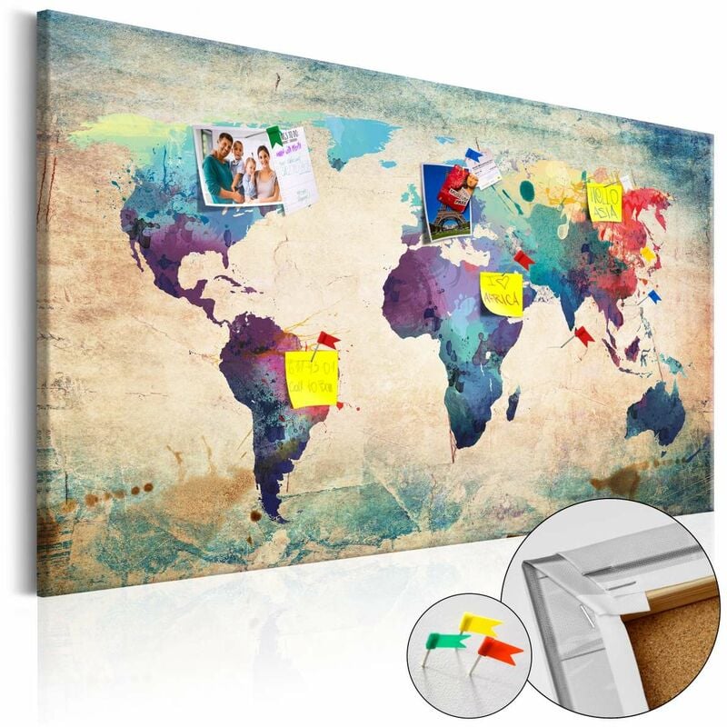 

Tablero de corcho - Colorful World Map [Cork Map] Medidas 120X80