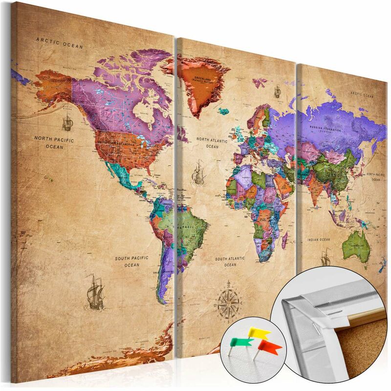 

Tablero de corcho - Colourful Travels (3 Parts) [Cork Map] Medidas 120X80