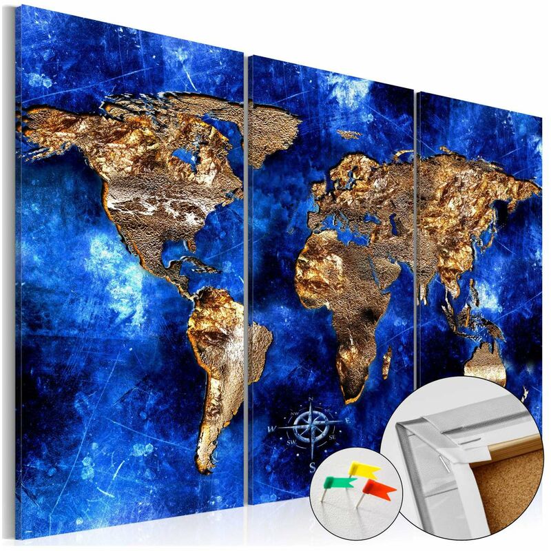 

Tablero de corcho - Golden Continents [Cork Map] Medidas 60X40