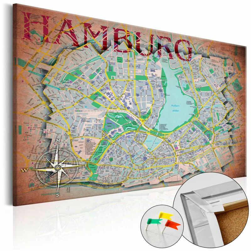 

Tablero de corcho - Hamburg [Cork Map] Medidas 60X40