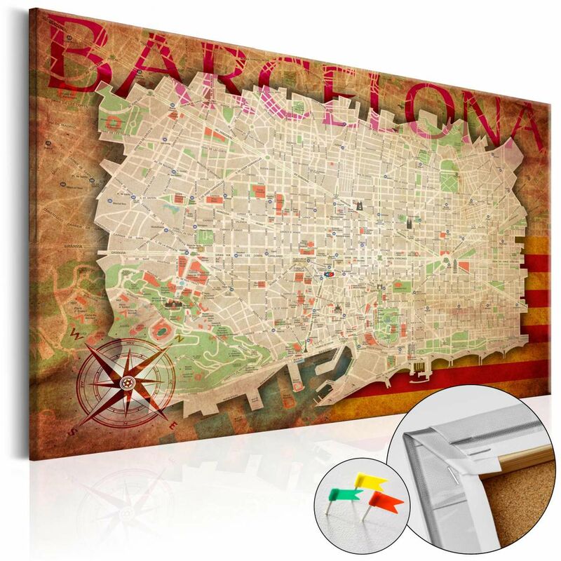 

Tablero de corcho - Map of Barcelona [Cork Map] Medidas 120X80