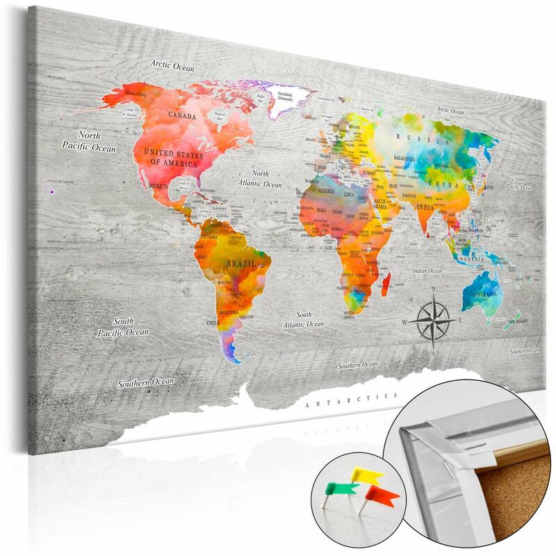 

Tablero de corcho - Multicolored Travels [Cork Map] Medidas 60X40