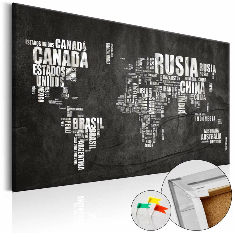 

Tablero de corcho - Mundo Negro [Cork Map] Medidas 90X60