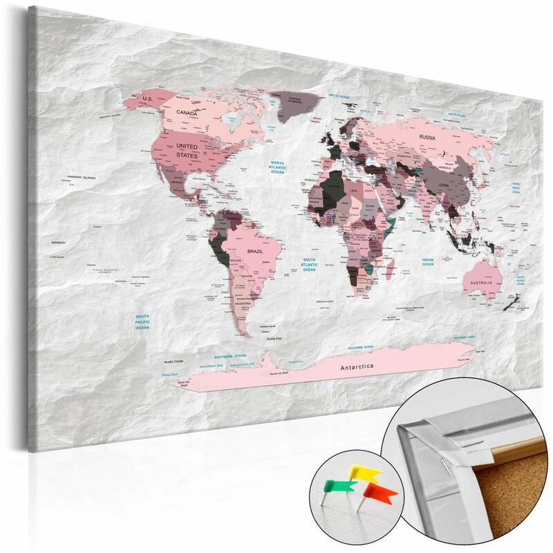 

Tablero de corcho - Pink Continents [Cork Map] Medidas 60X40