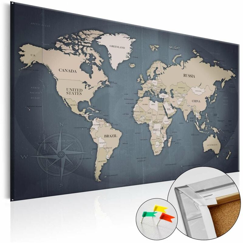 

Tablero de corcho - Shades of Grey [Cork Map] Medidas 120X80