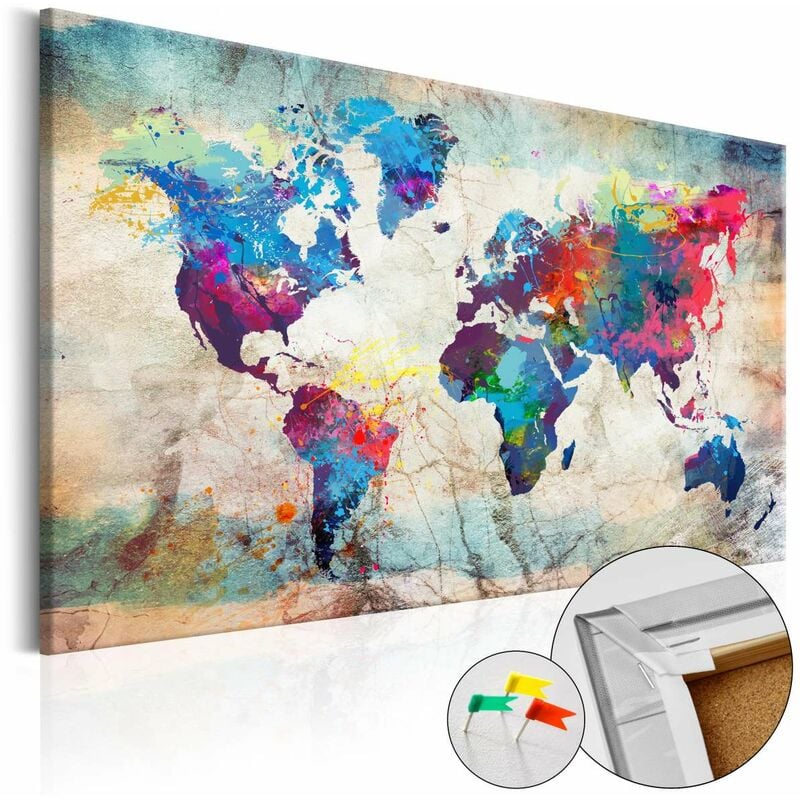 

Tablero de corcho - World Map: Colourful Madness [Cork Map] Medidas 120X80