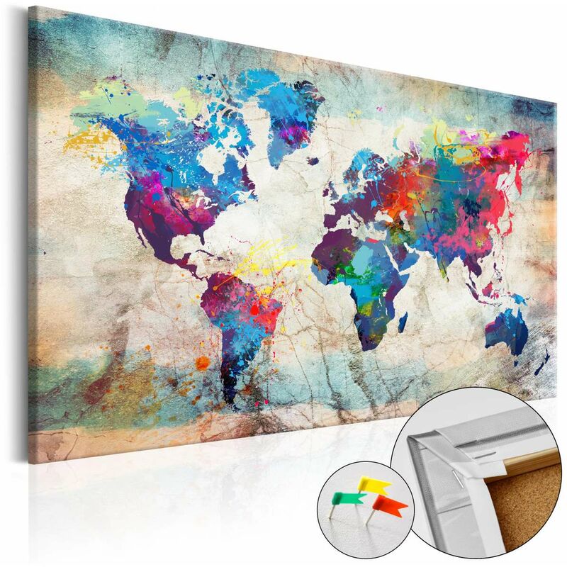 

Tablero de corcho - World Map: Colourful Madness [Cork Map] Medidas 90X60