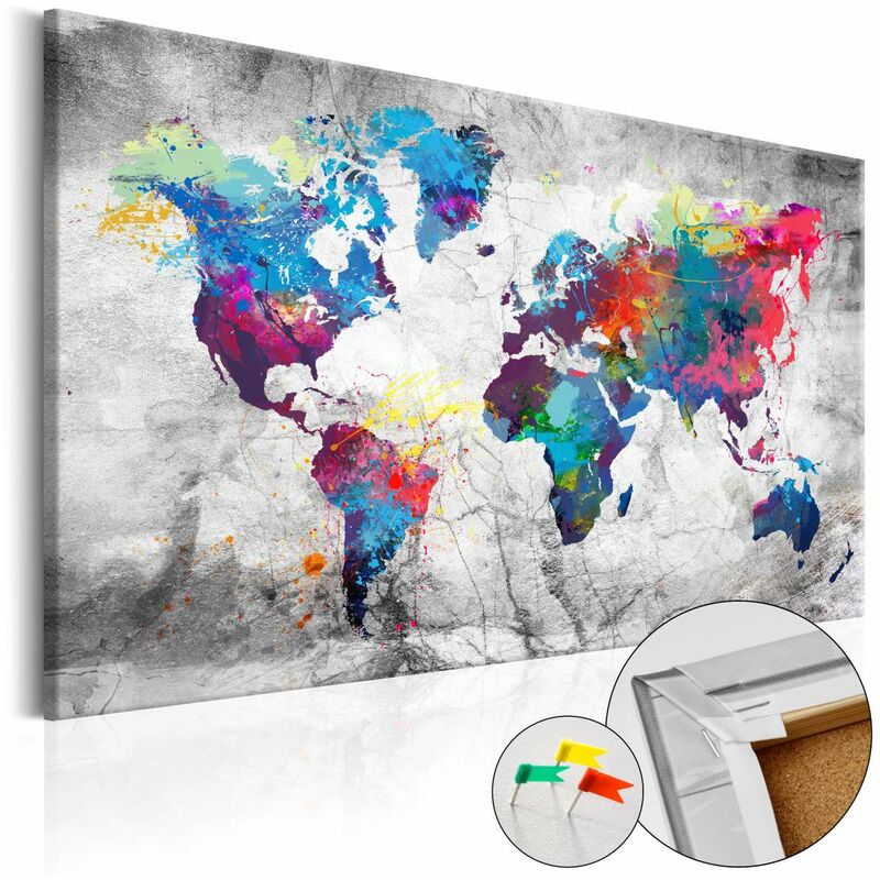 

Tablero de corcho - World Map: Grey Style [Cork Map] Medidas 120X80