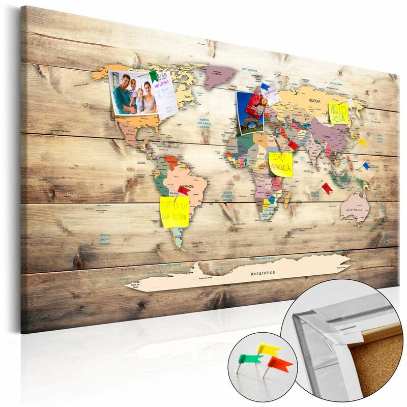

Tablero de corcho - World Map: Wooden Oceans [Cork Map] Medidas 90X60