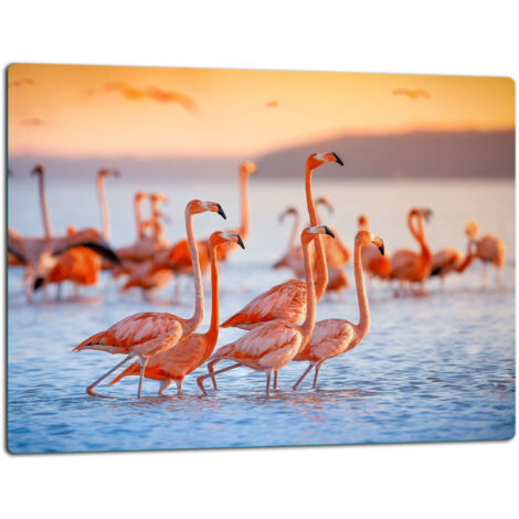 Tablero de corte de placa de vidrio 52x40 Flamingos Beach
