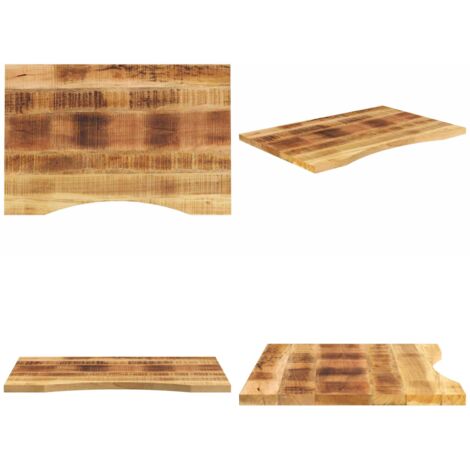 Tablero de escritorio con curva madera mango rugosa 90x50x2,5cm - Mesa de oficina - Mesa de comedor