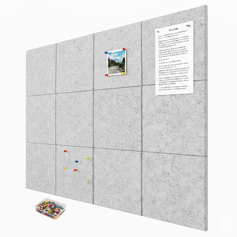 Paneles de fieltro Relaxdays, 12 unidades, cuadrados autoadhesivos, HBT: 30x30x0,9 cm, con chinchetas incl., gris