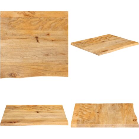 Tablero de mesa borde natural madera maciza mango 40x40x3,8 cm - Madera de mango - Superficie de mesa