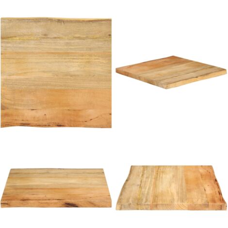 Tablero de mesa borde natural madera maciza mango 60x60x2,5 cm - Madera de mango - Superficie de mesa