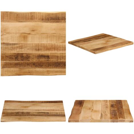 Tablero de mesa borde natural madera maciza mango 60x60x3,8 cm - Madera de mango - Superficie de mesa