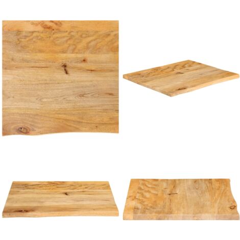 Tablero de mesa borde natural madera maciza mango 80x80x3,8 cm - Madera de mango - Superficie de mesa