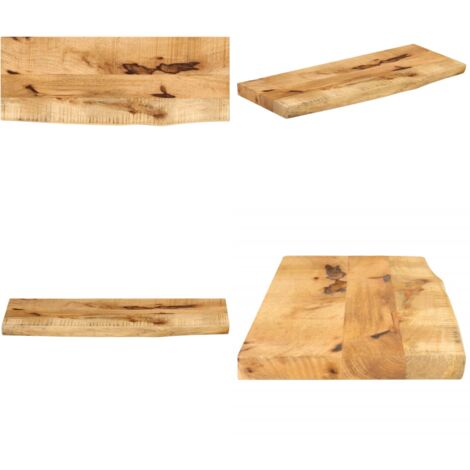 Tablero de mesa borde natural madera maciza mango 90x20x3,8 cm - Madera de mango - Superficie de mesa