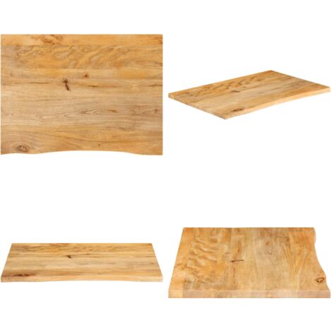 Tablero de mesa borde natural madera maciza mango 90x60x2,5 cm - Madera de mango - Superficie de mesa