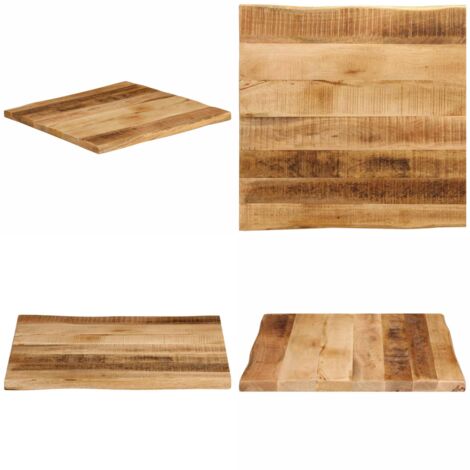 Tablero de mesa borde natural madera mango rugosa 40x40x2,5 cm - Madera de mango - Superficie de mesa