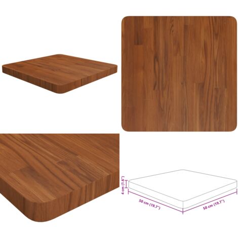 Tablero de mesa cuadrada madera roble marrón oscuro 50x50x4 cm - Madera roble - Mesa de centro