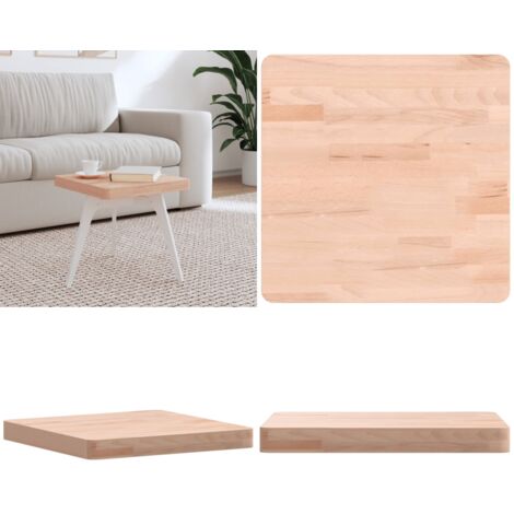 Tablero de mesa cuadrado de madera maciza de haya 40x40x4 cm - Mesa de madera - Madera de haya