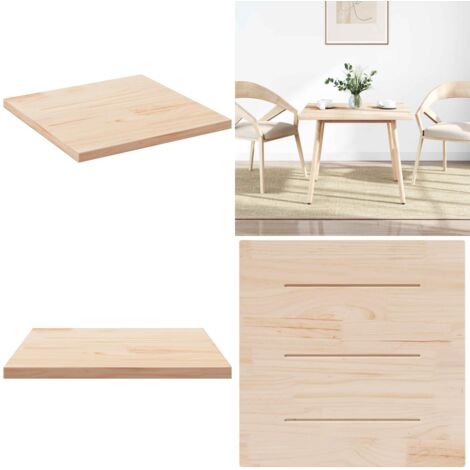 Tablero de mesa cuadrado de madera maciza de pino 80x80x2,5 cm - Mesa cuadrada - Madera maciza